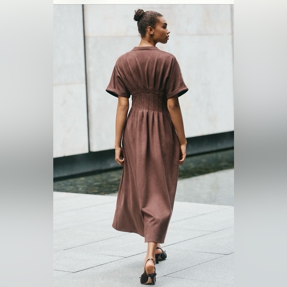 Anthropologie x Exquise The Tobie Faux-Suede Shirt Dress Size Small NWT - Picture 2 of 14